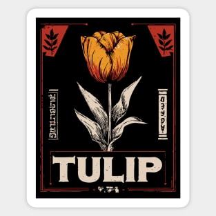 Tulip Botanical Print - Dutch Constructivist Wabi Sabi Flower Sticker